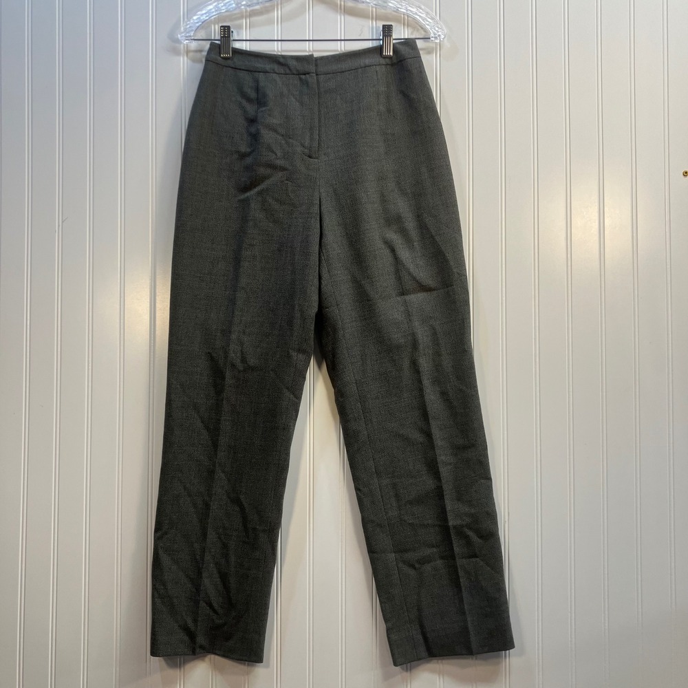 Ann Taylor LOFT Grey Wool Blend Straight Leg Dress Pants 4P Petite Stretch Lined